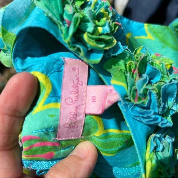 Lilly Pulitzer Tropical Blue and Green Kids Dress size 10 - Picture 4 of 4